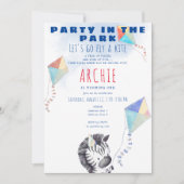 カイトゼブラ任意の年齢幼児ピクニック誕生日パーティー 招待状 (正面)