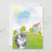 カイトゼブラ任意の年齢幼児ピクニック誕生日パーティー 招待状 (裏面)