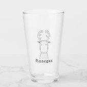 カイトトナカイシンプルラインイラストレーション名前をカスタムする タンブラーグラス (正面)