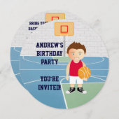 カイトバスケットボール子供の誕生日パーティの招待状 招待状 (正面/裏面)