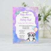 カイトパンダベアウォーターカラーベビーシャワー招待状 カード (スタンド正面)