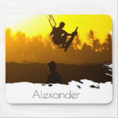 カイトパーソナライズされたサーフィンアットサンセットトロピカル マウスパッド (正面)