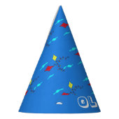 カイトブルースカイクラウドパターン名誕生日パーティー パーティーハット (左)