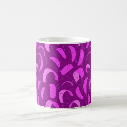 カイトボーディングカイトサーフィンピンクパープルパターン コーヒーマグカップ (中央)