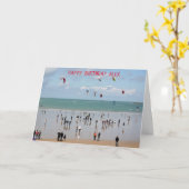 カイトボーディングレースハッピーバースデー パーソナライズされた カード (黄色い花)