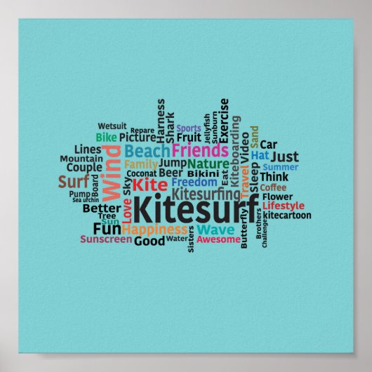 カイトボーディング/カイトサーフィン – Kitesurfデザイン ポスター (正面)