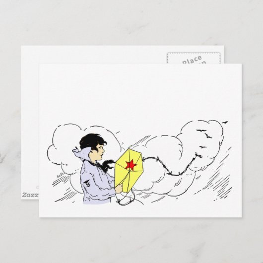 カイトボ飛んでいるイヴィンテージアートハガキ ポストカード (正面/裏面)