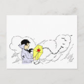 カイトボ飛んでいるイヴィンテージアートハガキ ポストカード (正面)