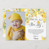 カイト蜂蜜黄アイボリーフローラ誕生日写真 サンキューカード (正面/裏面)