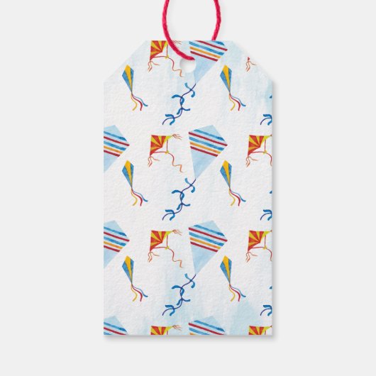 カイト飛んでいる誕生日サンキューメッセージカード ギフトタグ (裏面)