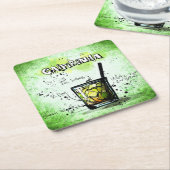 カイピリニャドリンクレシピ スクエアペーパーコースター (アングル)