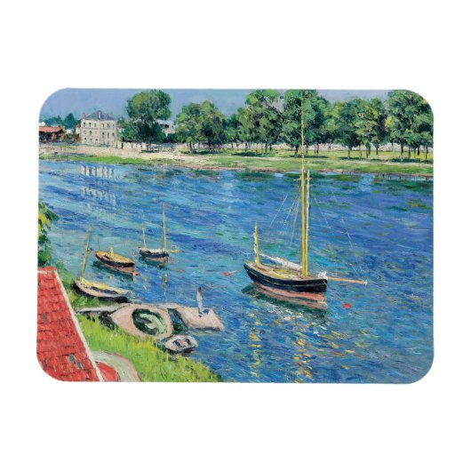 カイボット - アルジャントゥイユのセーヌ川、停泊中のボート マグネット (横)