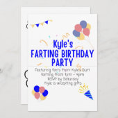 カイルのおならバースデーパーティー 招待状 (正面/裏面)