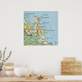 カイルアとカネオヘオアフのヴィンテージの地図 ポスター (キッチン)