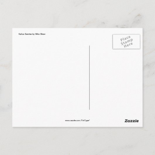 カイルアの日の出 ポストカード (裏面)