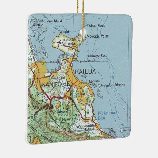 カイルアオアフヴィンテージの地図 セラミックオーナメント (右)
