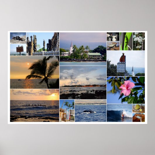 カイルアコナハワイコラージュ36 x 24ポスター ポスター (正面)
