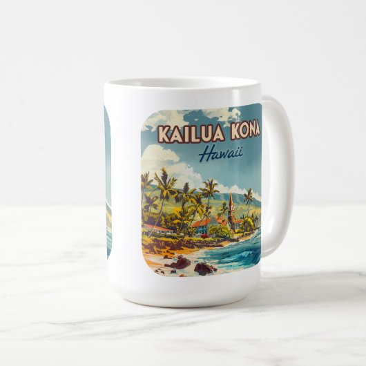 カイルアコナハワイビッグアイランドビーチヴィンテージ コーヒーマグカップ (正面右)
