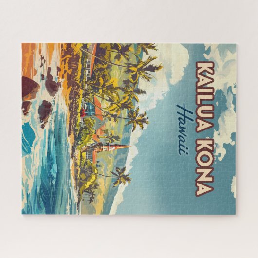 カイルアコナハワイビッグアイランドビーチヴィンテージ ジグソーパズル (横)