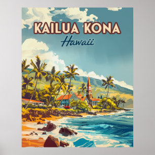カイルアコナハワイビッグアイランドビーチヴィンテージ ポスター