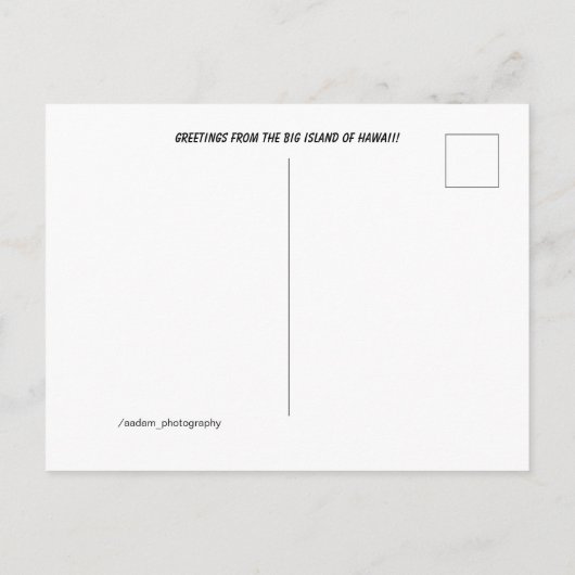 カイルアコナビッグアイランドハワイのモカイカウア教会 ポストカード (裏面)