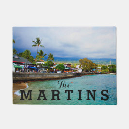 カイルアコナピアハワイ油絵を描デジタルアート ドアマット