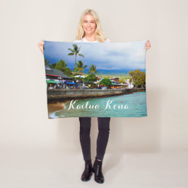 カイルアコナピアハワイ油絵を描デジタルアート フリースブランケット
