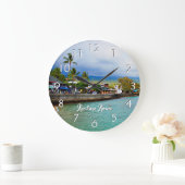 カイルアコナピアハワイ油絵を描デジタルアート ラージ壁時計 (ホーム)