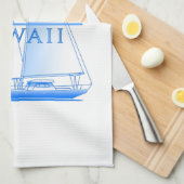 カイルアコナ沿岸セーリング航海のセーラー キッチンタオル (四つ折り)