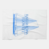 カイルアコナ沿岸セーリング航海のセーラー キッチンタオル (横)