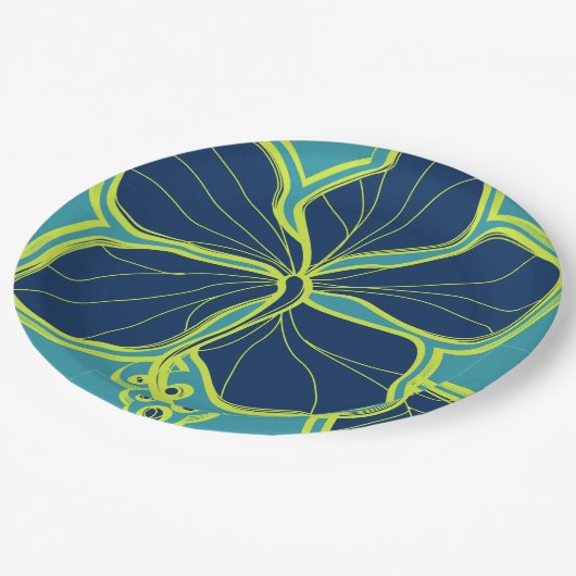 カイルアハイビスカスハワイアンが技術フローラ ペーパープレート (アングル)