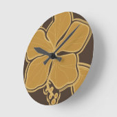 カイルアハイビスカスハワイアンウォールクロック ラウンド壁時計 (傾斜)