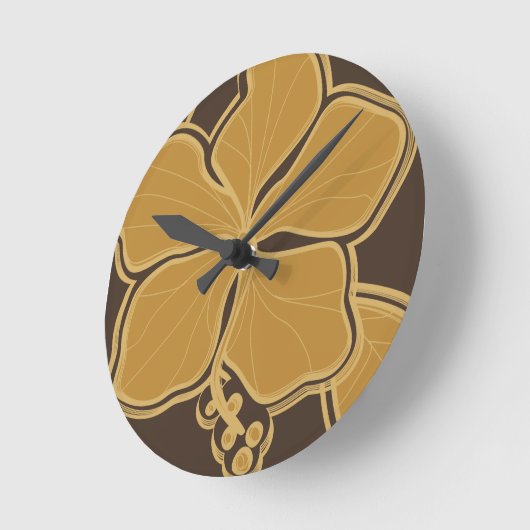 カイルアハイビスカスハワイアンウォールクロック ラウンド壁時計 (傾斜)