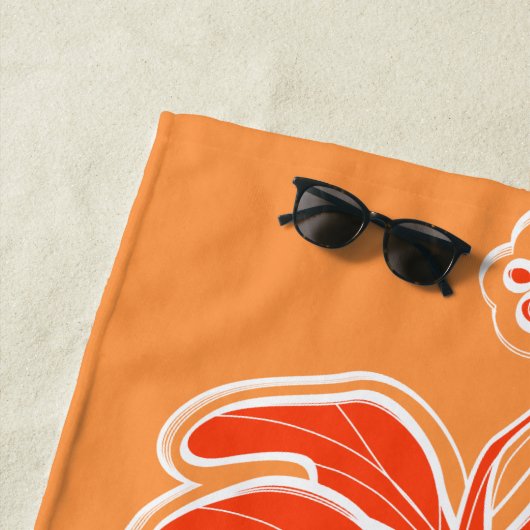 カイルアハイビスカスハワイアンエンジニアードフローラ – オレンジ ビーチタオル (インサイチュ)