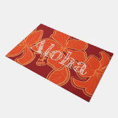 カイルアハイビスカスハワイアンフローラアロハレッド ドアマット (アングル)