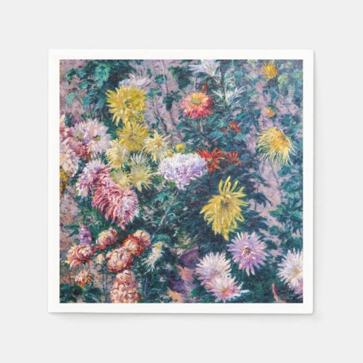 カイレボッテ – 白と黄色の菊 スタンダードカクテルナプキン (正面)