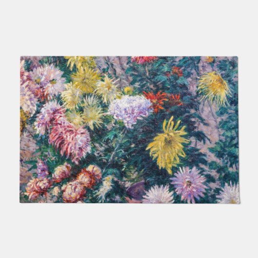 カイレボッテ – 白と黄色の菊 ドアマット (正面)