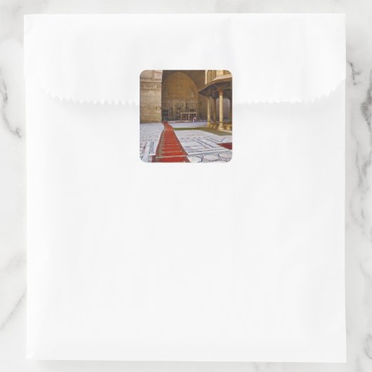 カイロのイスラム教のモスクに通じる祈りの言葉のラグ、 スクエアシール (バッグ)