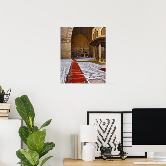 カイロのイスラム教のモスクに通じる祈りの言葉のラグ、 ポスター (ホームオフィス)