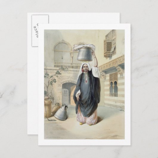カイロのハマムから戻るアラブの少女 ポストカード (正面/裏面)