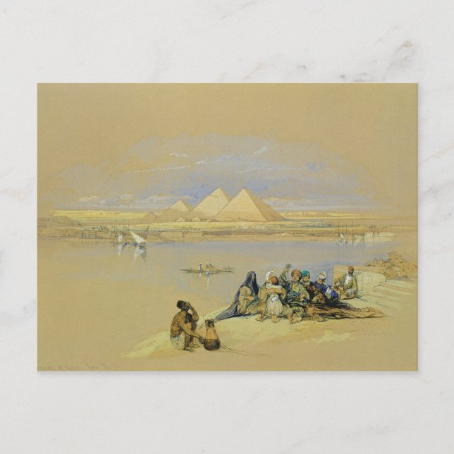 カイロの近くのギザのピラミッド(w/c) ポストカード (正面)