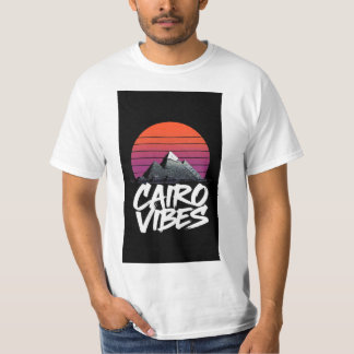 カイロの雰囲気 レトロピラミッド 日没 エステティックTシャツ Tシャツ