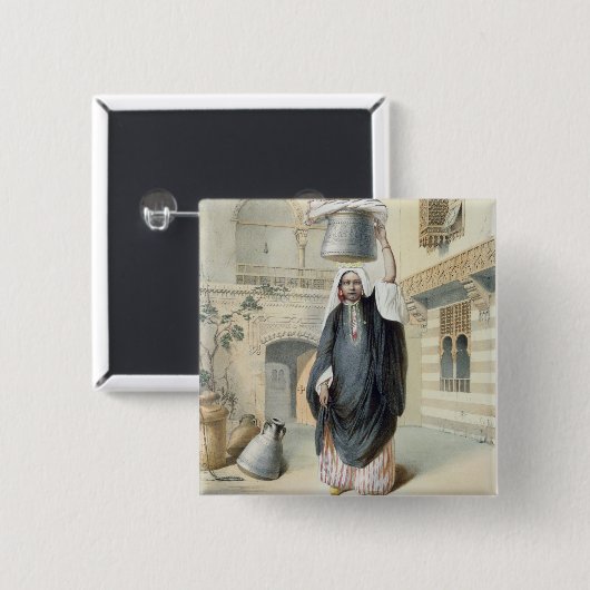 カイロのHammamから戻っている若いアラビアの女の子 缶バッジ (正面&裏面)