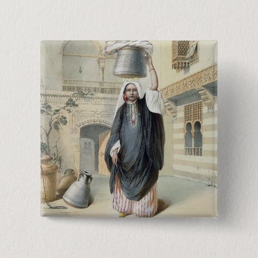 カイロのHammamから戻っている若いアラビアの女の子 缶バッジ (正面)