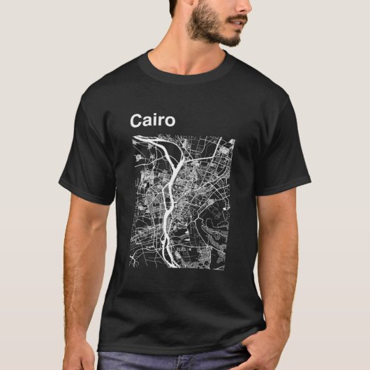 カイロエジクラシックプト市地図グラフィック Tシャツ (正面)