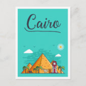 カイロエジプトアートトラベルイラストレーション ポストカード (正面)