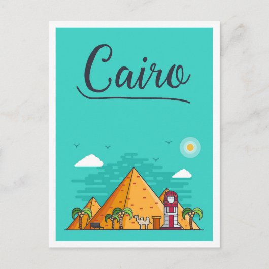 カイロエジプトアートトラベルイラストレーション ポストカード (正面)