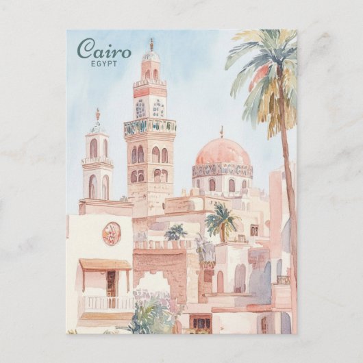 カイロエジプトゴーアッシュ絵を描イラストレーション旅行 ポストカード (正面)