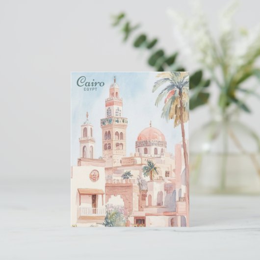 カイロエジプトゴーアッシュ絵を描イラストレーション旅行 ポストカード (スタンド正面)