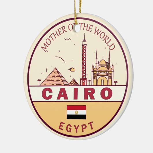 カイロエジプトシティスカイラインエンブレム セラミックオーナメント (左)